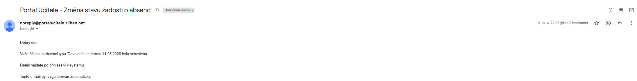 E-mailové notifikace