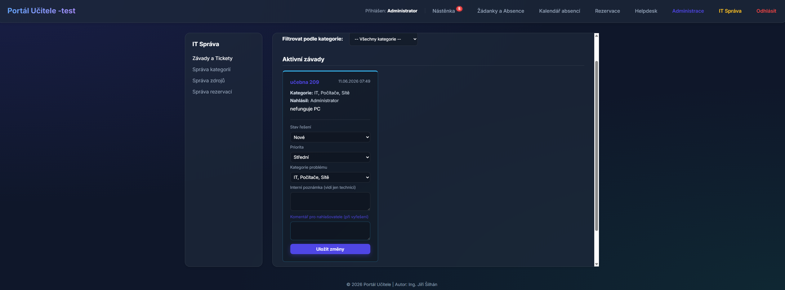 Správa ticketů pro techniky